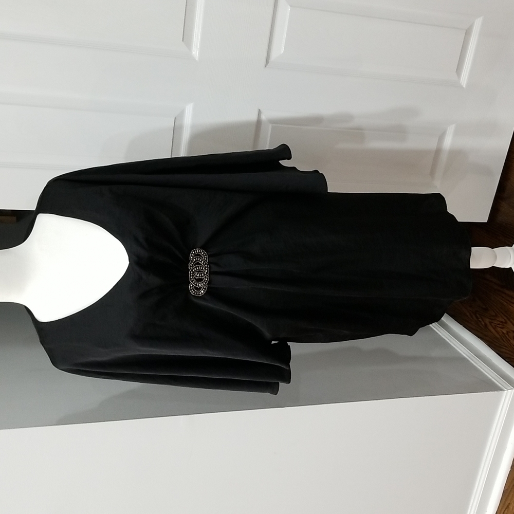 Karina Black Batwing V neck Dress